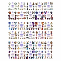 Grid view showing variety of poses and themes including Christmas ornaments, dogs with glasses, and spiders. Assortment of styles for diverse projects.