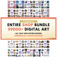 59000+ Watercolor Clipart Bundle featuring entire shop access. Massive collection of landscapes, patterns, and animals. Commercial use PNGs for sublimation.