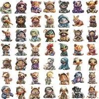 Sleepy Animals Clipart Bundle grid view showing variety of poses including rabbits, pandas, and cats wearing cozy hoodies. Ideal for nursery decor and sublimation projects.