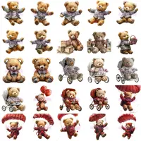 Teddy Bear Boy Clipart featuring bears in strollers and parachuting in red flight suits. Assortment of styles for activity books and KDP low content publishing.