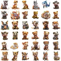 Baby Reptiles and Mammals Clipart grid view with variety including zebra, snake, bat, badger, and leopard cubs. Transparent PNGs suitable for low content activity books.