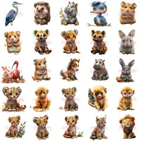 Cute Animal Clipart Bundle grid view showing a great blue heron, baby hedgehogs, hamsters, hippos, a pony, and bunnies. Isolated PNGs for planner layouts and digital scrapbooking.