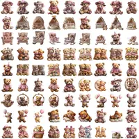 Teddy Bear Baby Shower Clipart preview showing adorable bears in pink, rose, and lilac outfits, sleeping on clouds, in baskets, and holding balloons. Perfect for digital scrapbooking.