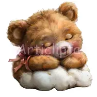 Cute brown teddy bear sleeping soundly on a fluffy white cloud. Watercolor nursery clipart isolated PNG perfect for baby shower invites and wall art.