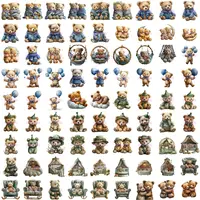 Teddy Bear Neutral Baby Shower Clipart grid view showing a large assortment of bears in different outfits, holding balloons, and in cribs. High quality transparent PNGs.