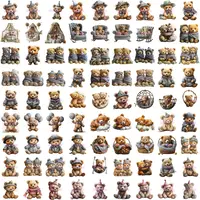 Teddy Bear Baby Shower Clipart preview showing bears in beige and brown outfits, sitting on chairs, wrapped in blankets, and in cribs. Variety of poses for stickers and planner layouts.