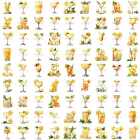 Watercolor yellow cocktail clipart grid displaying an assortment of lemon-themed drinks in various glassware. Use for digital planners, KDP low content books, or educational resources.