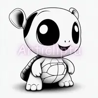 Cute baby turtle coloring page featuring big eyes and shell outline on white background. Simple reptile line art illustration for kids coloring books.