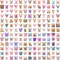 Alphabet Clipart Bundle grid view showing the variety of letters V and W, featuring vines, vibrant colours, and watercolor wolves. Assortment of styles for low content books and educational resources.