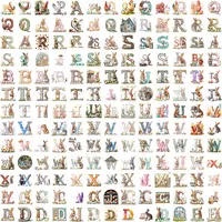 Full collection preview of the Watercolor Easter Alphabet Clipart Bundle featuring letters decorated with cute rabbits, bunny homes, and colorful Easter eggs. Great for classroom decor, KDP activity books, and digital scrapbooking.