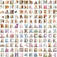 Full collection preview of the Watercolor Easter Alphabet Clipart Bundle featuring all letters decorated with charming gnomes, mushrooms, and colorful Easter eggs. Perfect for educational resources and sublimation.