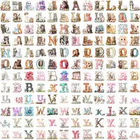 Full grid view of the Watercolor Easter Lamb Alphabet collection, showcasing letters A through Z with various cute sheep, bunnies, and pastel eggs. Perfect for classroom decor and Goodnotes.