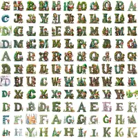 Watercolor Elf and Gnome Christmas Alphabet Clipart grid view presenting various letters intertwined with greenery, cute elves, and festive gnomes. Full collection for printable activity pages.