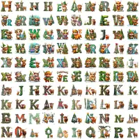 Watercolor Highland Cow Christmas Alphabet Letters Clipart grid view showcasing diverse letters adorned with adorable cows in winter scenes. Perfect for sublimation and educational resources.