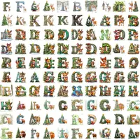 Watercolor Christmas Alphabet Mega Bundle grid view displaying letters with reindeer and highland cows. Assortment of styles perfect for holiday cards and classroom decor.