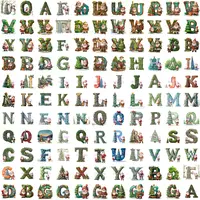 Watercolor Santa and Gnome Christmas Alphabet Clipart grid view showing a wide range of letters decorated with festive Santa Claus and cute holiday gnomes. Ideal for educational resources.