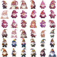 Halloween Theme Gnome Clipart Mega Bundle grid view showing a fun assortment of pink and blue watercolor gnomes. Full collection preview for digital scrapbooking and planner layouts.