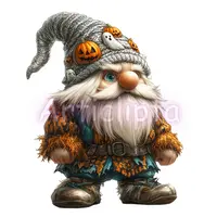 Video preview of Halloween Theme Gnome Mega Bundle. Slideshow featuring a variety of spooky gnomes in mixed colors. Whimsical watercolor clipart for planners.