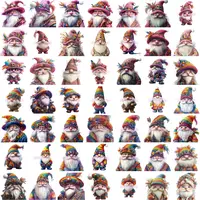 Mega bundle of 49 watercolor Carnival Gnomes clipart, featuring a vibrant mix of rainbow and pink tones. Full collection preview for activity books and educational resources. Commercial PNGs.