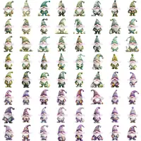 Full collection preview grid of watercolor Easter Gnome clipart in various teal and green hats and poses, highlighting spring motifs. High quality PNGs for educational resources.