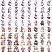 Full collection preview grid of watercolor Easter Gnome clipart in various lilac and purple hats and poses. Assortment of high-quality PNGs for sublimation and printables.