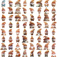 Comprehensive grid view displaying 64 orange Easter gnome clipart images, featuring spring themes like flowers and painted eggs. Full collection preview for classroom bulletin board decor.