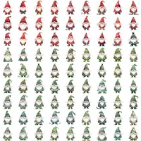 Grid view of Christmas watercolor gnome clipart bundle featuring characters in festive red and green winter attire. Ideal for holiday planner stickers and classroom decor. Commercial use PNGs.