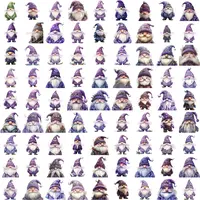 Assortment of watercolor winter gnome clipart in rich purple and lavender colors, ideal for classroom decor and educational resources. Grid view display of all variations. Commercial use PNGs.
