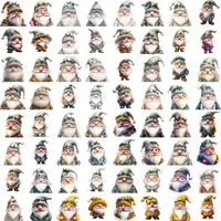 Preview of 64 cozy Watercolor Christmas Gnome Clipart in silver, white, and neutral tones for a minimalist winter look. Isolated transparent PNGs for sublimation and printables.