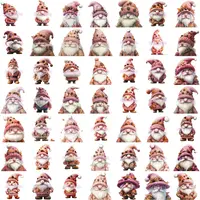 Watercolor Autumn Gnomes Clipart Bundle preview grid view showing variety of adorable pink and fall-toned figures. Isolated high-quality PNGs for sublimation and digital scrapbooking.