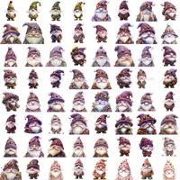 Watercolor Autumn Gnomes Clipart Bundle preview grid showing the variety of figures in bright purple and lavender outfits. Ideal for educational resources and classroom decor.