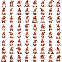 Variety grid view of Watercolor Fall Gnomes Clipart in traditional red and orange autumnal colors. Isolated PNGs for printable designs and digital planner stickers.