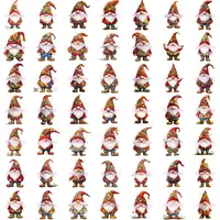 Grid view showing an assortment of 49 red and multicolored floral gnomes, perfect for classroom decor and educational resources for teachers. Commercial use PNGs.