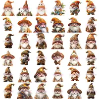 Mega Bundle of Beach Themed Gnome Clipart grid view in rich orange and brown tropical tones. Assortment of bearded gnomes wearing sunglasses and sun hats. Commercial use PNGs for Print on Demand.