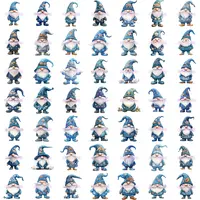 Light blue floral gnomes bundle featuring delicate rose patterns and soft pastel colors. Grid view showing variety for sublimation and printable stationery.