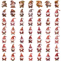 Red Flower Mothers Day Gnome Clipart Bundle. Grid view showing a variety of poses with rose patterns. Perfect for stickers, scrapbooking, and greeting card layouts.