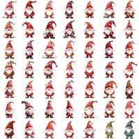Red roses themed Mothers Day gnomes bundle. Grid view featuring cute female gnomes in floral outfits. High-quality isolated PNGs for sublimation and KDP books.