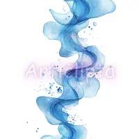 Abstract blue watercolor wave resembling smoke or flowing water. Vertical decorative border clipart for creative designs and planner stickers.