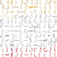 Preview of Gold, Silver, and muted blue botanical borders and wavy elements. Assortment of elegant watercolor foliage and flowing lines for luxury planner stickers.