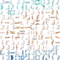Preview grid of Teal and Copper watercolor wavy borders and frames. High-quality isolated elements for unique sublimation designs and digital scrapbooking layouts.