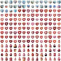 Full collection preview grid showcasing a variety of watercolor Valentine's Day sweets: heart-shaped cakes, vibrant red and pink glazed donuts, and strawberry-topped cupcakes. High-quality transparent PNGs for sublimation.