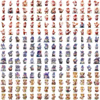 Valentine's Day Mega Clipart Bundle grid view showcasing over 100 watercolor gnomes in red, pink, and blue outfits, and adorable baby leopard/cheetah cubs. Printable JPGs for digital scrapbooking.