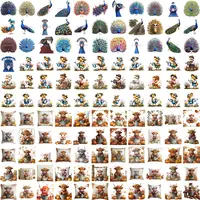 Grid view showcasing vibrant watercolor peacocks, adorable ducklings with watering cans, and fluffy Highland cows with pumpkins and autumn decor. High-quality transparent PNGs for sublimation and printable designs.