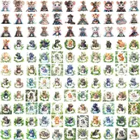 Grid view featuring charming princess mice wearing crowns and elaborate gowns, and cute baby hippos sitting on clouds or in wreaths of greenery. Watercolor style isolated PNGs for educational resources and classroom decor.