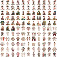 Detailed grid view of Watercolor Christmas Elves and Holiday Pajamas Clipart showcasing a wide variety of characters and apparel. Full collection preview perfect for sublimation, stickers, and digital planning.