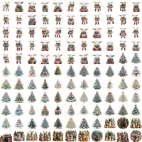 Collection preview of watercolor Christmas lamb clipart, decorated pine trees and festive dogs. High quality isolated PNGs perfect for sublimation and scrapbooking.