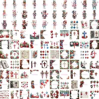 Full collection preview of watercolor Christmas clipart featuring nutcrackers, religious crosses, and festive wreaths. High-quality transparent PNGs for sublimation and crafting.