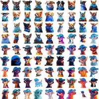Cool Chihuahuas wearing blue baseball caps and hoodies. Grid view of urban style puppy illustrations for sublimation mugs and teen fashion designs.