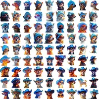 Winter themed Chihuahuas in blue knitted beanie hats. Grid view of cozy puppy clipart perfect for holiday cards and seasonal sublimation projects.