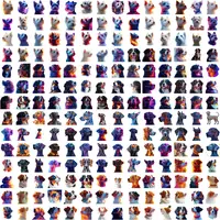 Grid view showing variety of West Highland Terrier and Bernese Mountain Dog poses. Colorful watercolor styles perfect for stickers, scrapbooking and planner layouts.